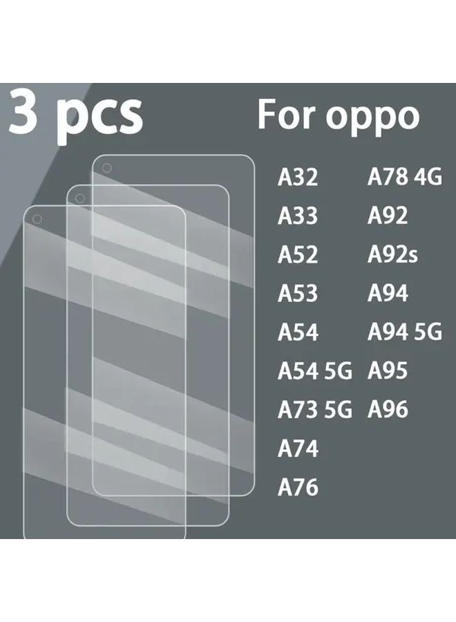 Tempered Glass Screen Protector 3 Pack For OPPO A32 HD Easy Install Glossy Finish - Image 1